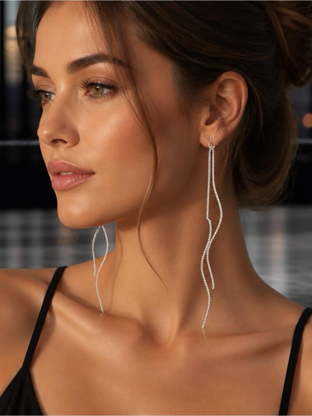Silver Twisted Dangle Earrings